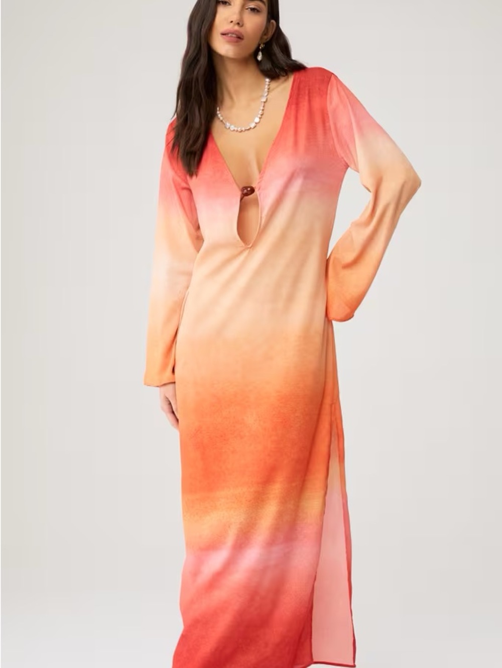 Baobab Collection X FashionPass Luna Maxi Dress Orange Ombré XS 25786
